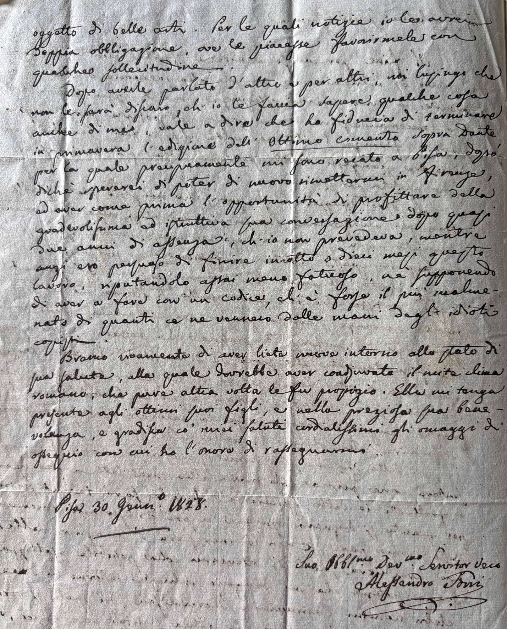 Alessandro Torri  sua lettera